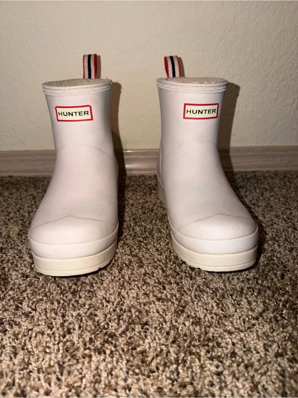 Hunter White Waterproof Rain Boots